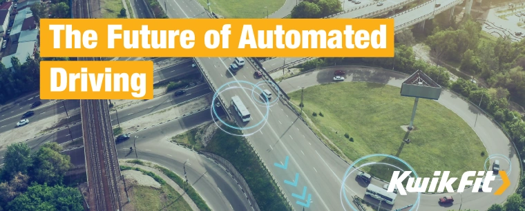 Concept image of connected & autonomous vehicles communicating with each other to operate safely on a motorway.
